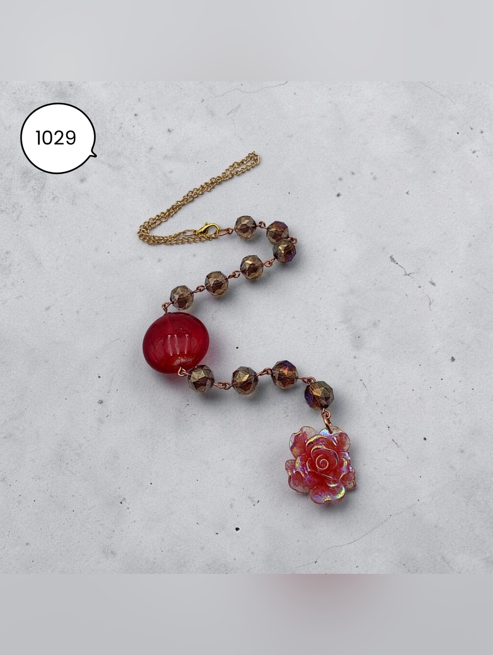 Handmade Red Rose Car Charm – Crystal Beaded Rearview Mirror Accessory - Picture 2 of 5